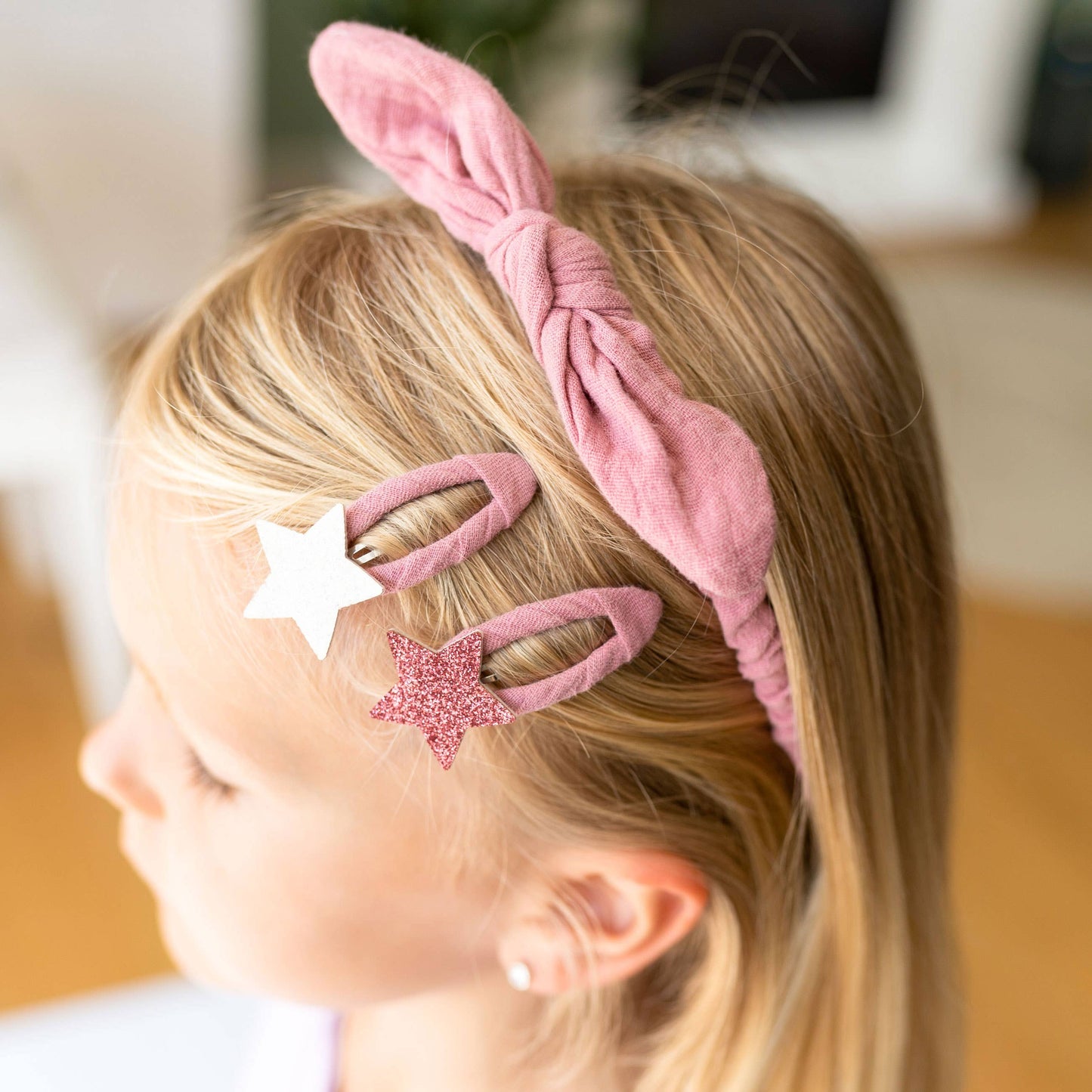 Musselin Haar-Accessoires-Set I Altrosa