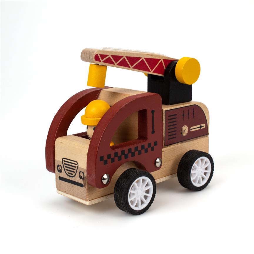 Arbeitsautos aus Holz mit Rückzugsmotor