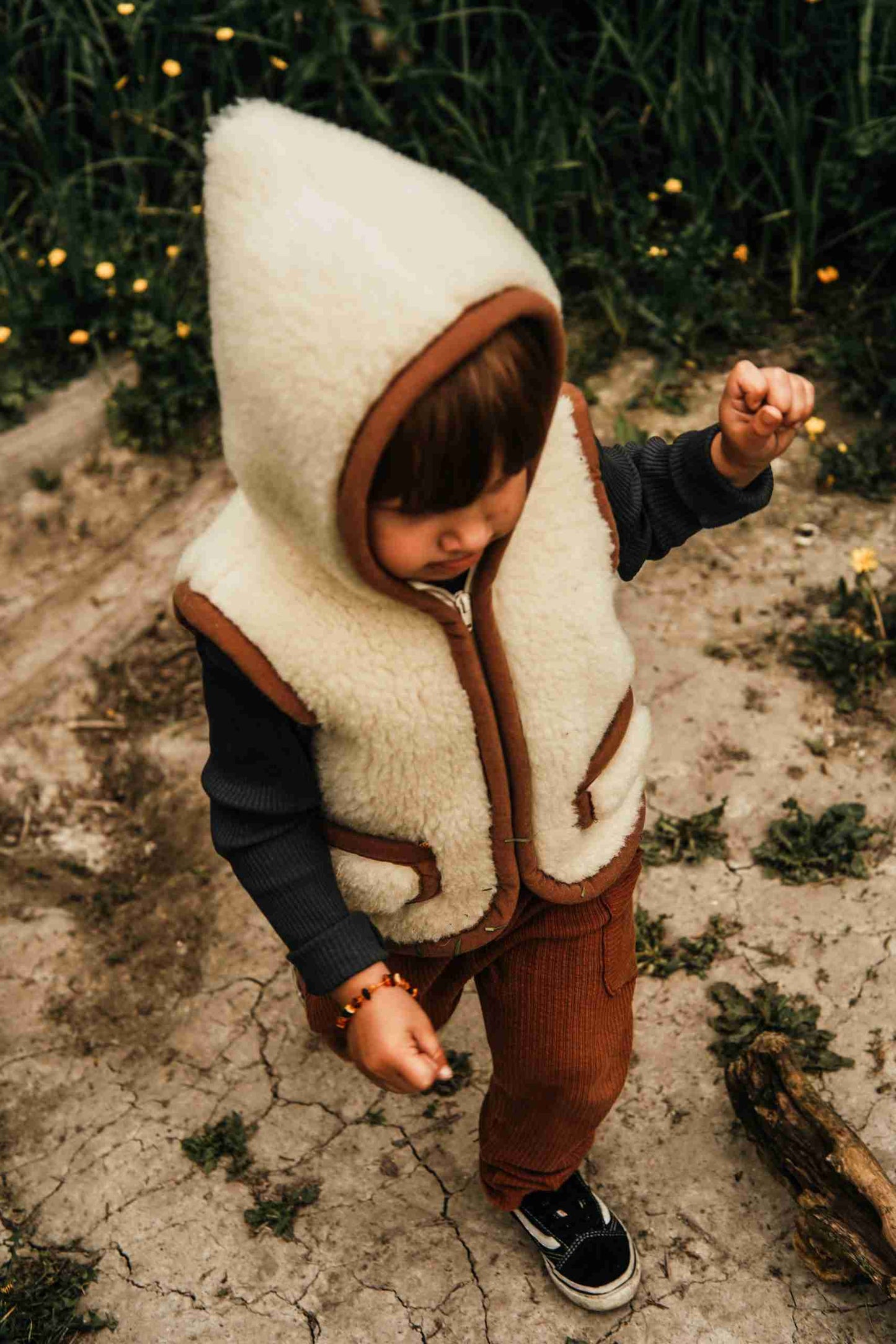 Wollweste Kinder Beige I Braun