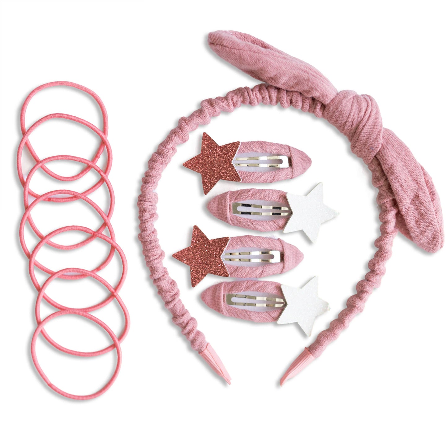 Musselin Haar-Accessoires-Set I Altrosa