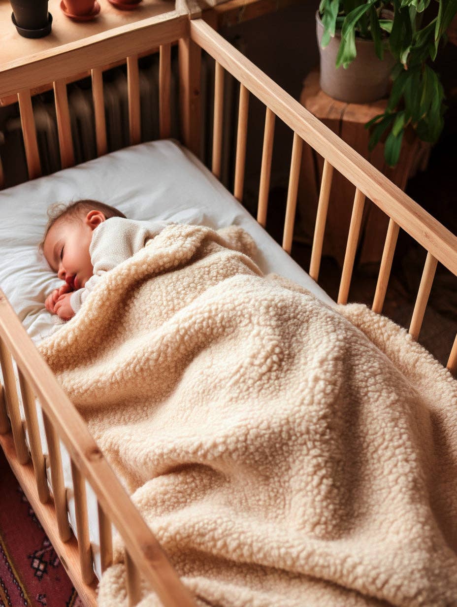 Babydecke aus Merinowolle I Mandel