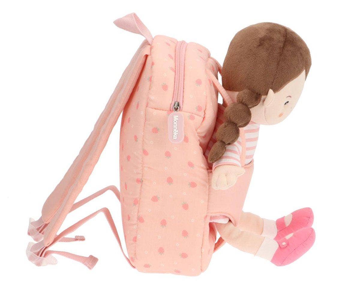 Monnëka Puppenrucksack – perfekt für unterwegs - Erdbeere