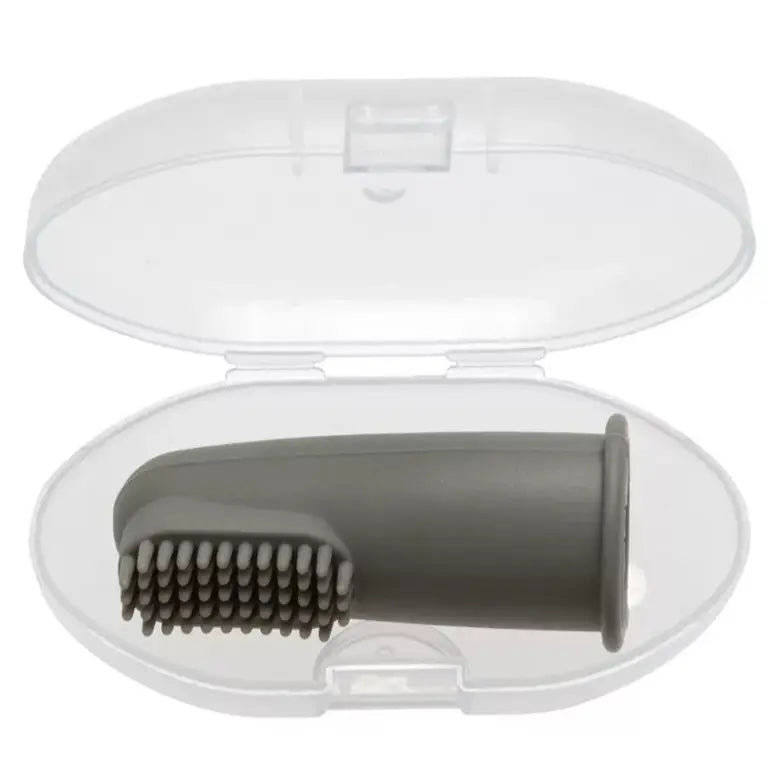 Silikon-Fingerzahnbürste mit Etui – Salbeigrün