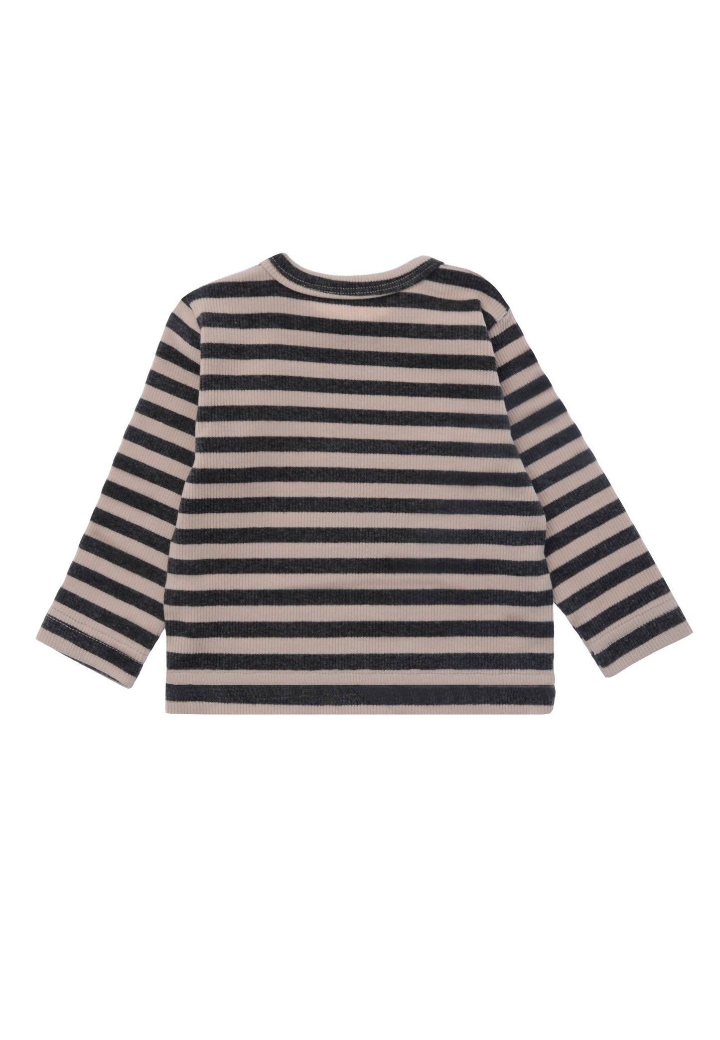 Langarmshirt – Beige-Anthrazit gestreift