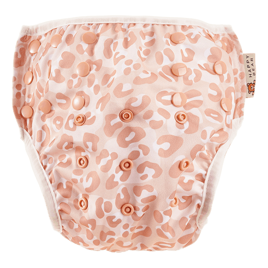 Waschbare Schwimmwindel – Rosa Leomuster, mitwachsend & bequem