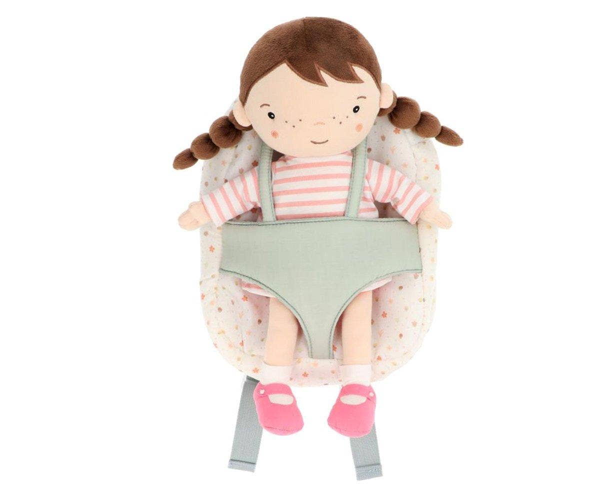 Monnëka Puppenrucksack – perfekt für unterwegs -Frühlingsgarten